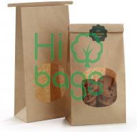 Bakery with Window Kraft Paper Brown Window Cookie Bags M